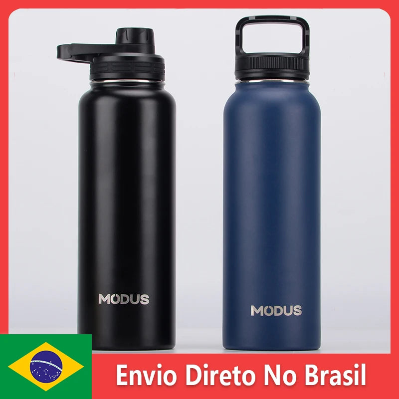 Garrafa térmica Modus em aço inox inoxidável de água esportivo ,com 2 tampas (bico e tampa com alça)