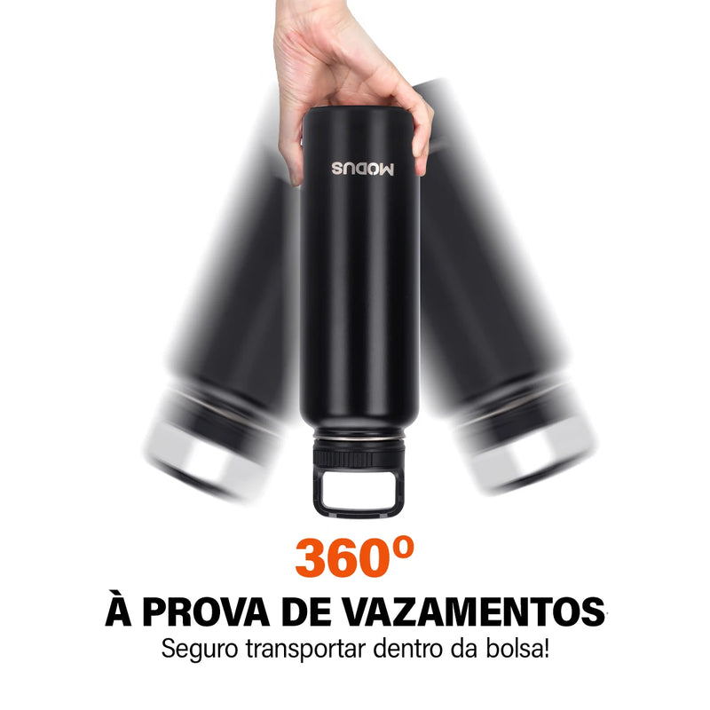 Garrafa térmica Modus em aço inox inoxidável de água esportivo ,com 2 tampas (bico e tampa com alça)